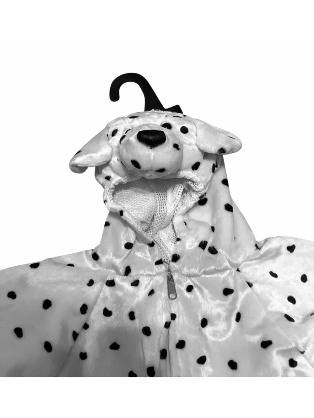 Dalmatian Dog Costume Child Zip-Up One Piece White Black Spots Cozy Fleece